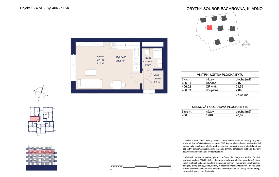 Byt E406 - Bacherovy Viladomy - 1+kk (28 m²)